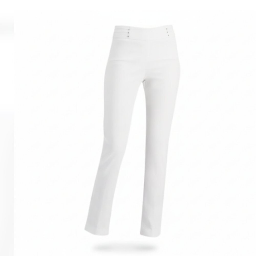 JM Collection Petite Studded Pants Various Sizes White Pull-On Straight Fit